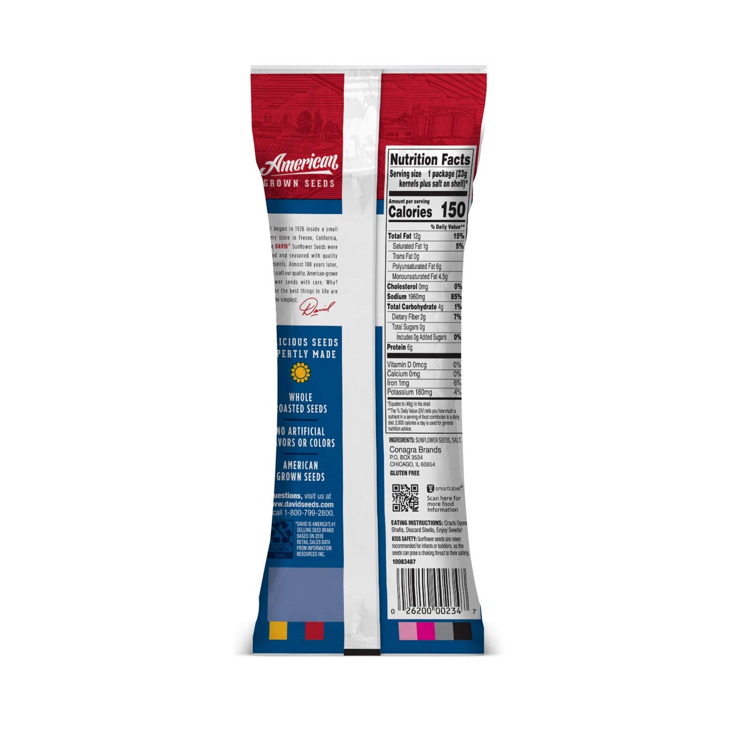 DAVID Original Flavor Sunflower Seeds, 1.625 oz, Pack of 12, Perfect Baseball Snack for Dad