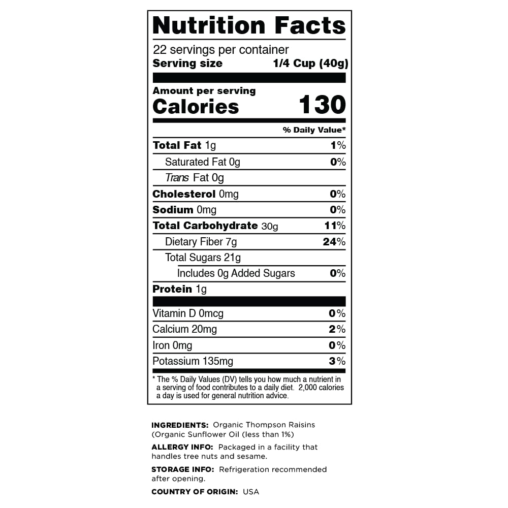 Terrasoul Superfoods Organic Raisins, 2 Lbs, Seedless, No-Sugar Added, No Preservatives