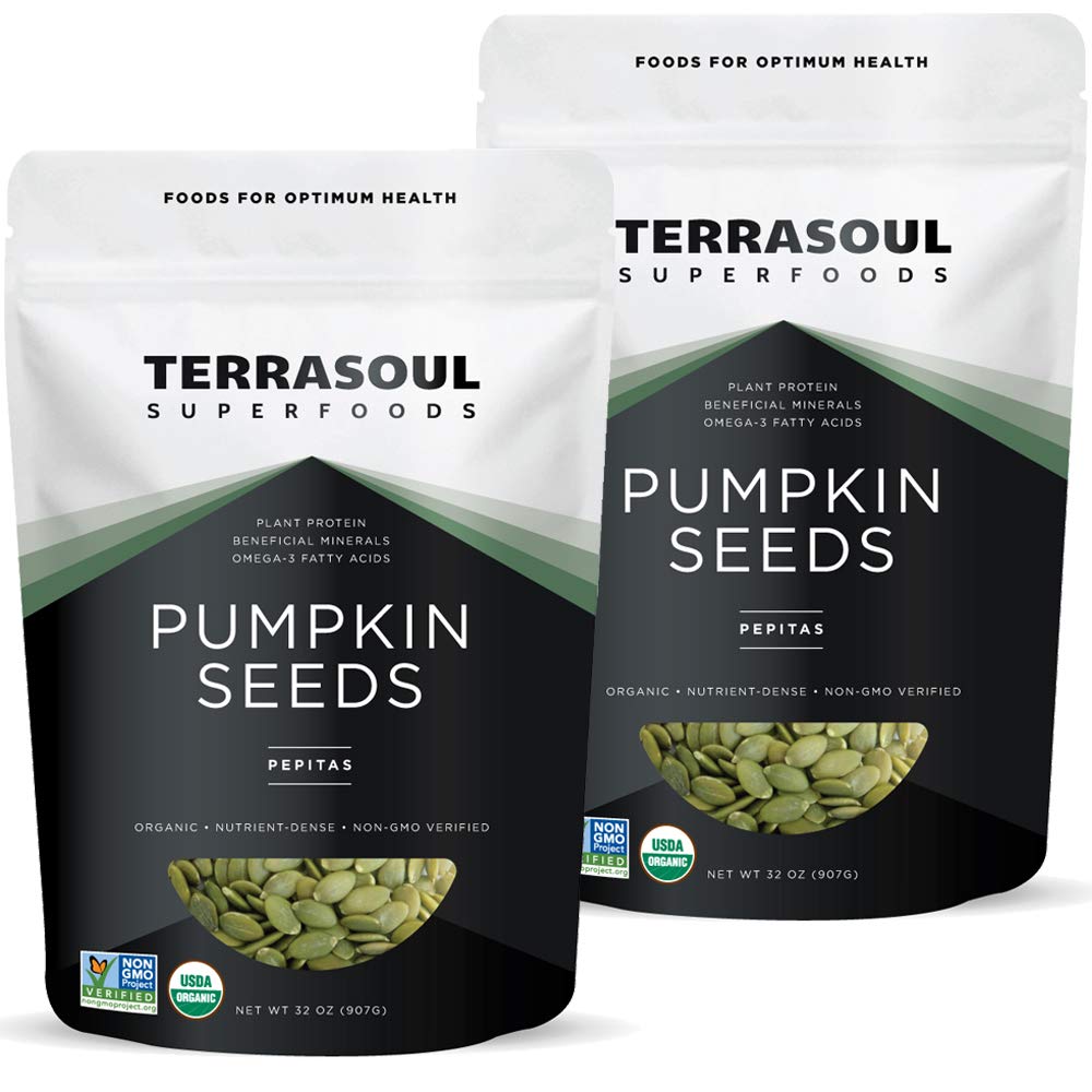 Terrasoul Superfoods Organic Pumpkin Seeds, 2 Lbs - Shelled, Raw, Unsalted, Premium Quality