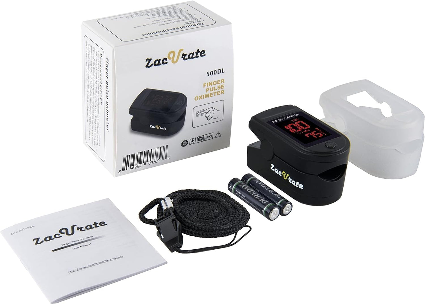 Zacurate Pro Series 500DL Fingertip Pulse Oximeter Blood Oxygen Monitor Royal Black