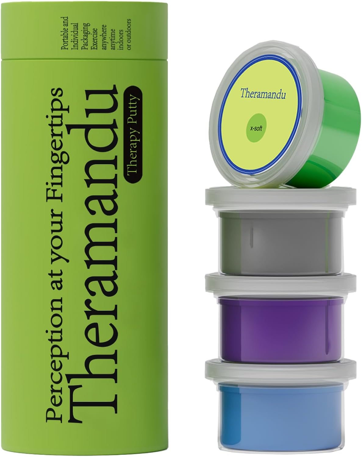 Theramandu Therapy Putty Kit 4 Pack 3oz Each Hand Exercise Stress Relief