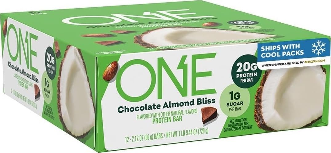 ONE Protein Bars, Chocolate Almond Bliss, Gluten Free, 20g Protein, 1g Sugar, 12 Pack