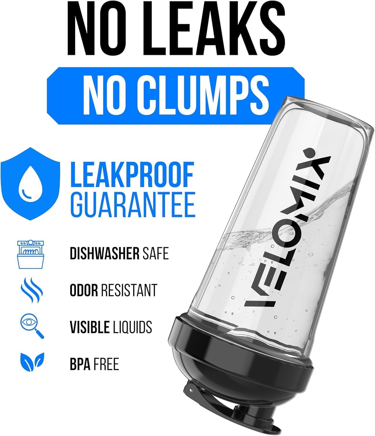 VELOMIX 28oz Protein Shaker Bottle 6-Pack - Leak-Proof, Smooth Mixes