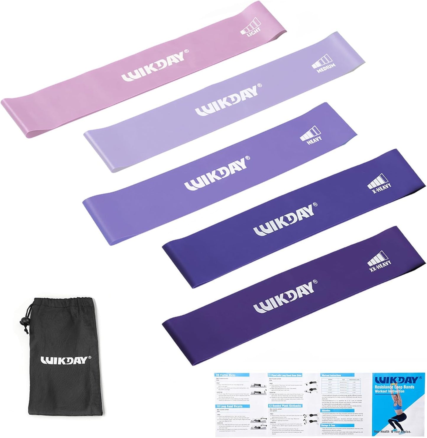WIKDAY Resistance Bands Set of 5 for Men Women Exercise Loop Bands