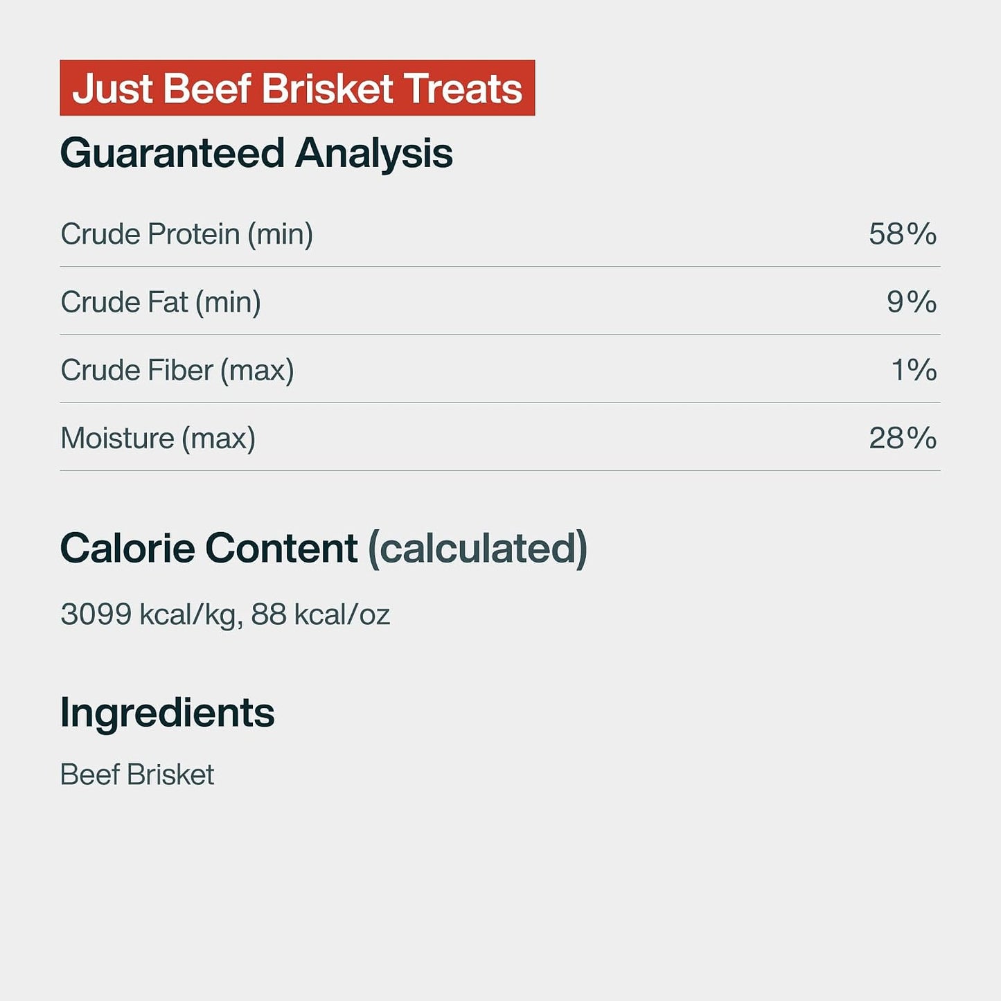 JustFoodForDogs Beef Brisket Dog, Human Grade, Grain Free, Rawhide Free, Low Calorie, 5 oz