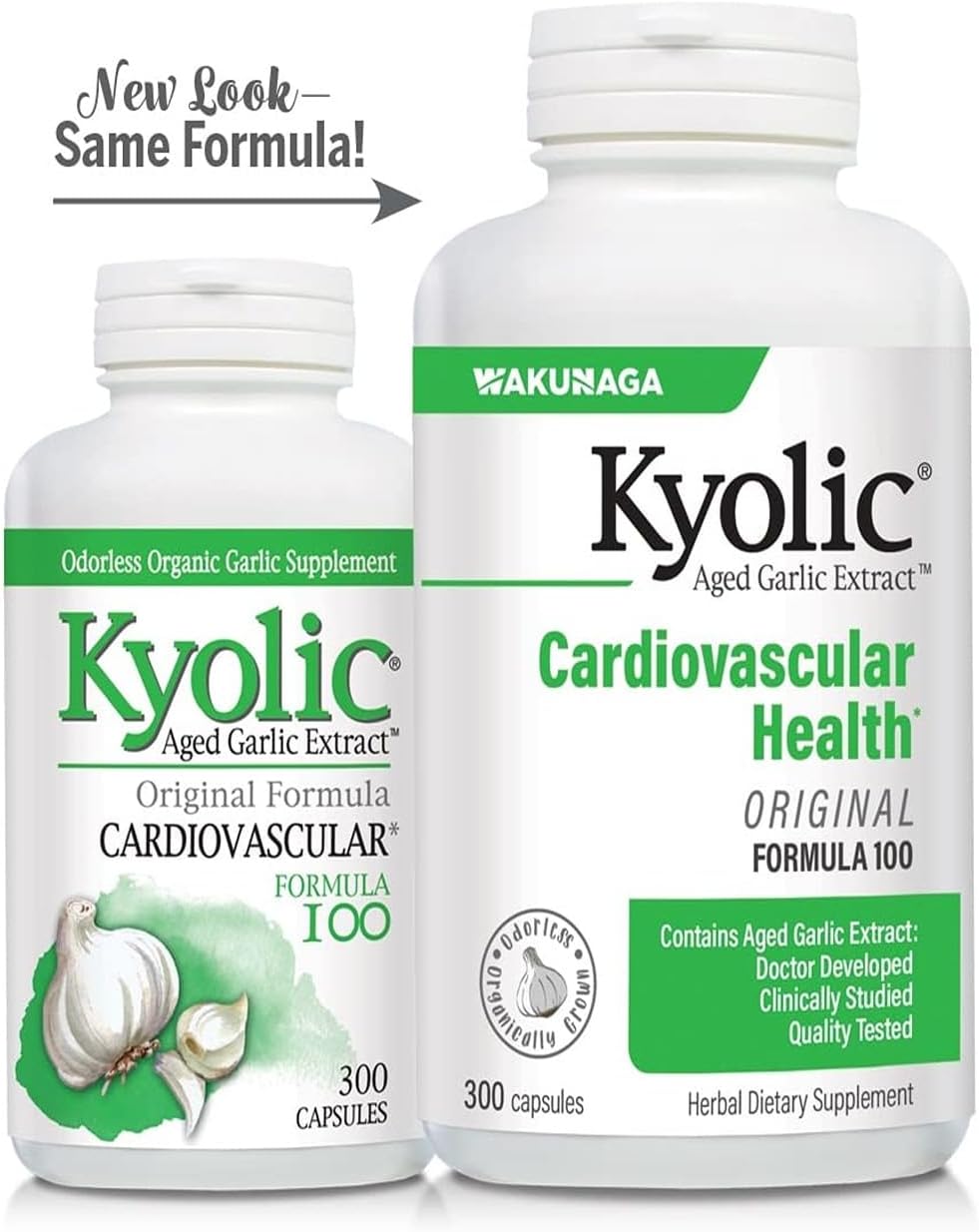 Kyolic Aged Garlic Extract Formula 100, Cardiovascular Health*, 300 Capsules.