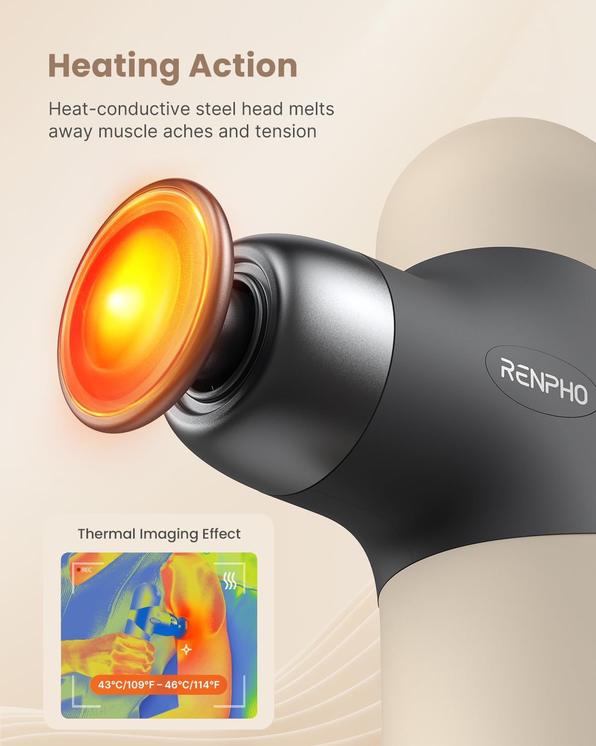 RENPHO Mini Thermal Massage Gun with Heat for Deep Tissue Percussion