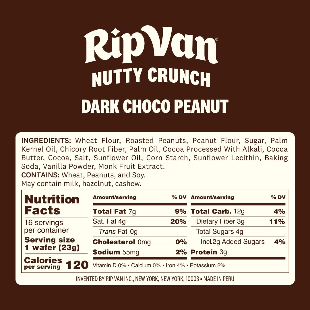 Rip Van Nutty Crunch Dark Choco Peanut Butter Wafer snack, 16 count, individually wrapped