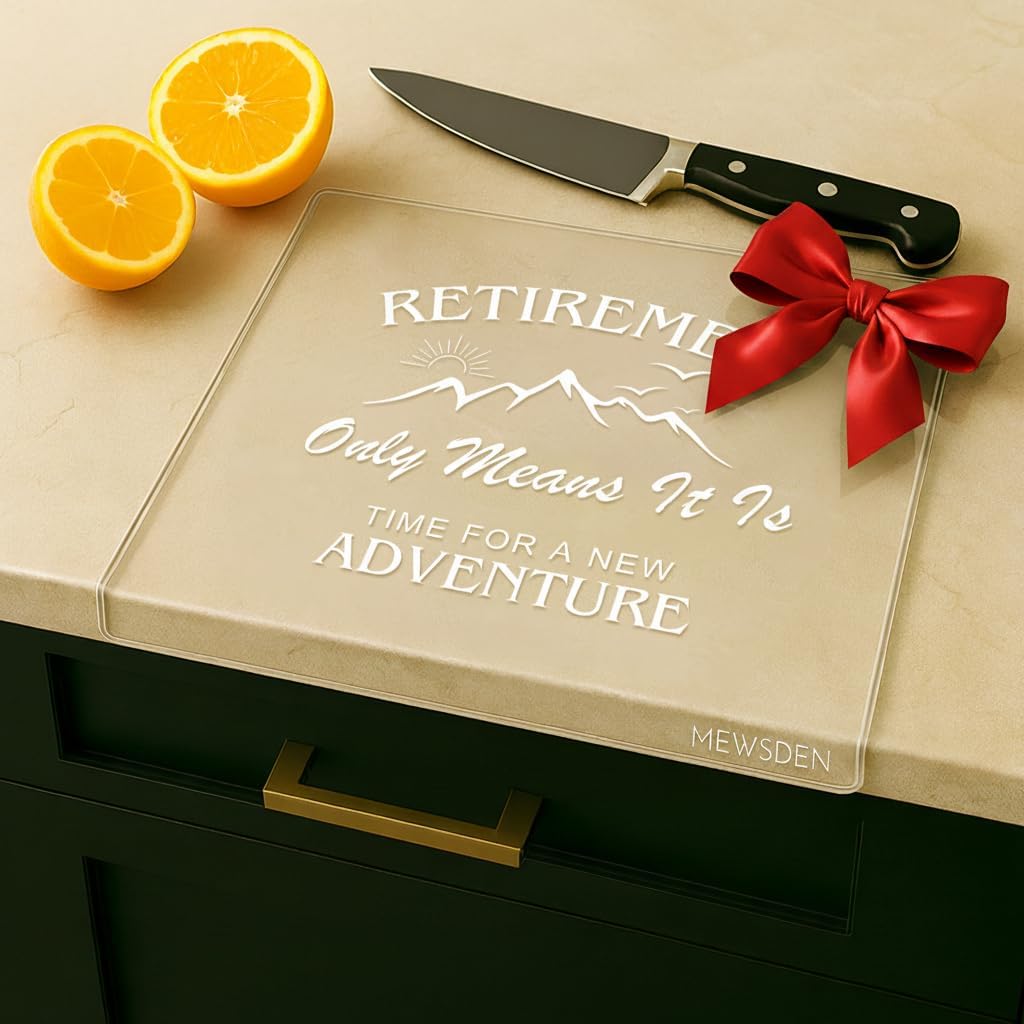 Acrylic Cutting Board with Counter Lip, Clear Cutting Boards for Countertop Protector, Non-Slip Cutting Board for Kitchen Counter, Aesthetic Kitchen Decor Gadgets House Warming Gifts(16.1"x12.5")
