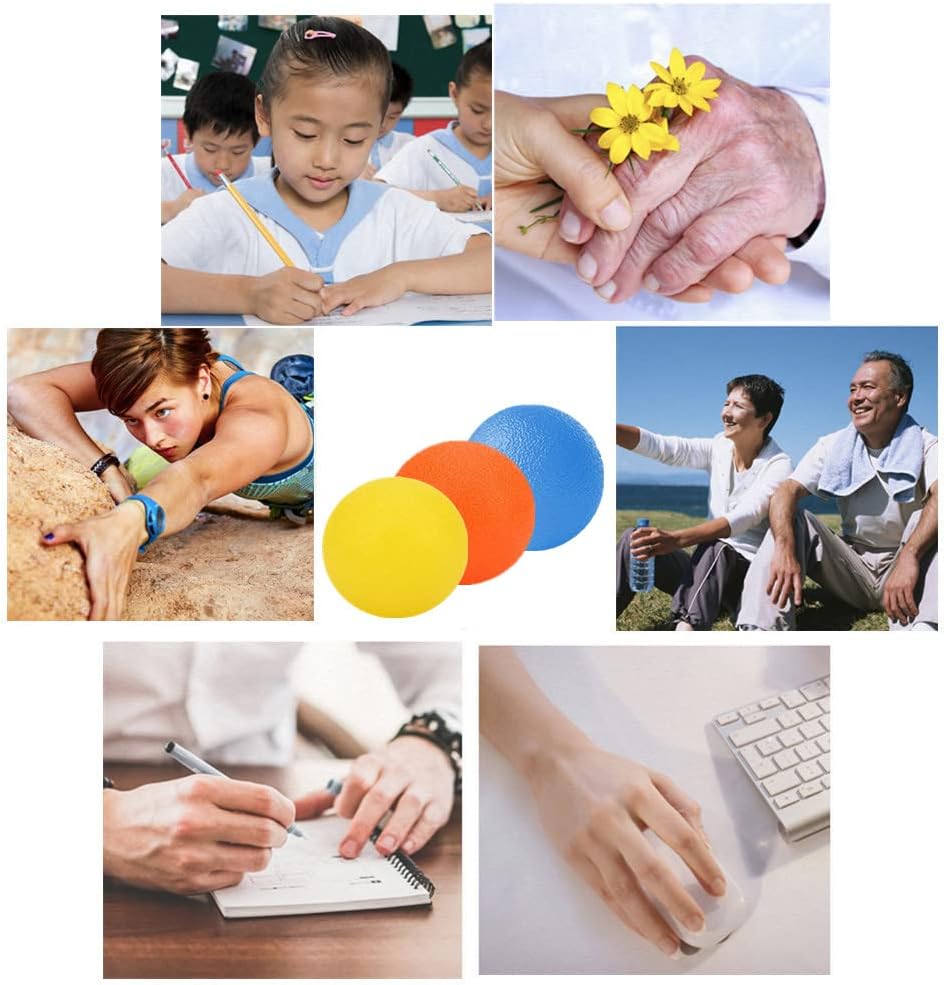 3 Resistance Hand Therapy Balls, Stress Relief Squeeze Balls for Physical Therapy