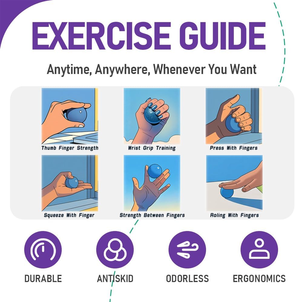 3-Pack Stress Balls for Adults - Hand Therapy, Finger Strengthening Exercises