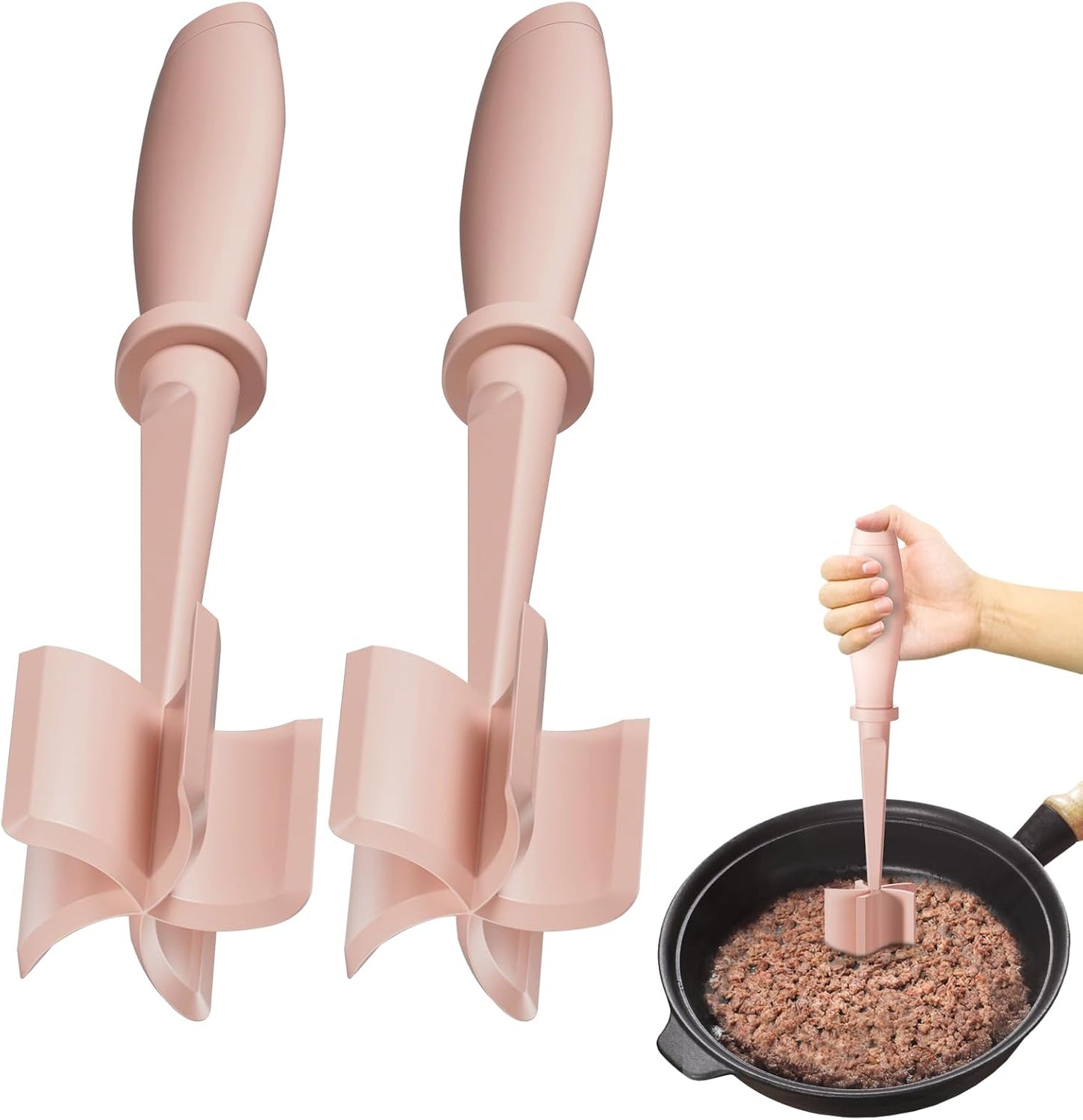 Upgrade Meat Chopper Hamburger Masher Ground Beef Smasher Utensil Mix Tool | Premium Heat Resistant Meat Masher, Nylon Potato Mashers Beef Smasher, Dishwasher Safe Non Stick Mix & Chop Tool Gift-Black
