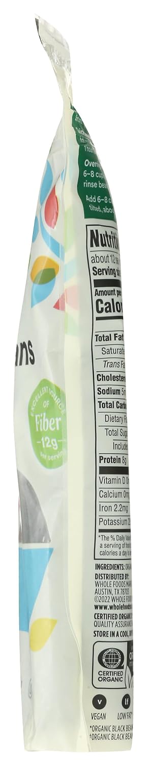 365 by Whole Foods Market Organic Black Beans - 16 Ounces, Low Sodium, High Fiber, and Non-GMO