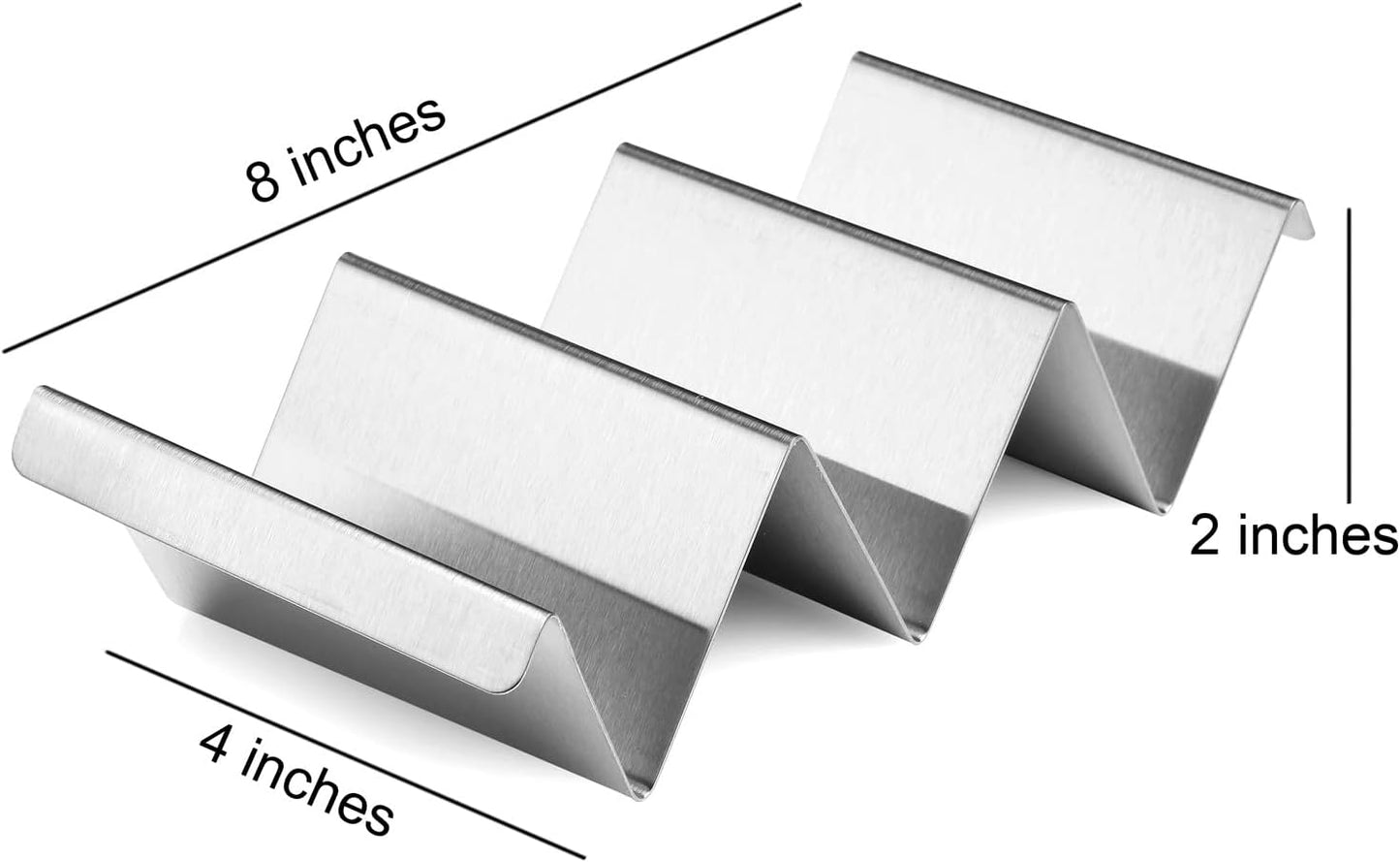 Taco Holders 4 Packs - Stainless Steel Taco Stand Rack Tray Style, Oven Safe for Baking, Dishwasher and Grill Safe