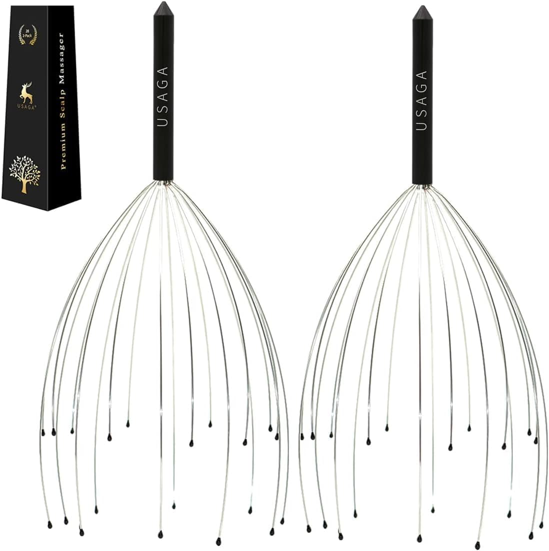 USAGA 20 Fingers Silvery Head Massager Scalp Scratcher for Relaxing
