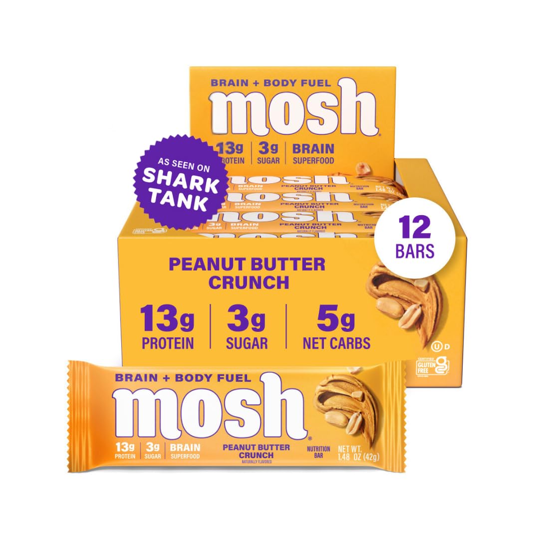 MOSH Variety Pack Keto Protein Bars, High Fiber, Low Carb, Gluten Free, High Protein, 6 Count