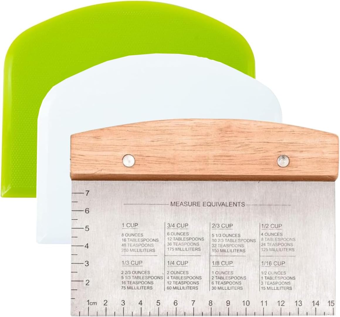 BOORIKA Dough Scraper & Bench Scraper Kitchen – Stainless Steel Sourdough Tools – Dough Cutter for Sourdough Bread, Pizza, and Flat Top Griddles – Chef Approved (Light)