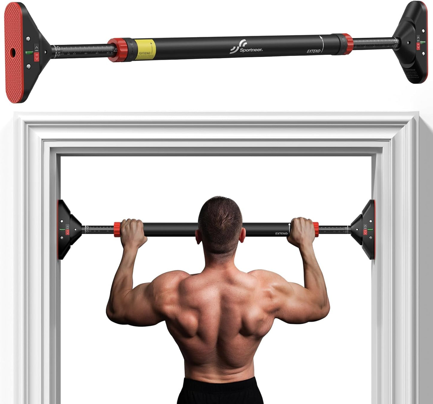Sportneer Adjustable Doorway Pull-Up Bar, 440 lbs Capacity, No Drilling Required