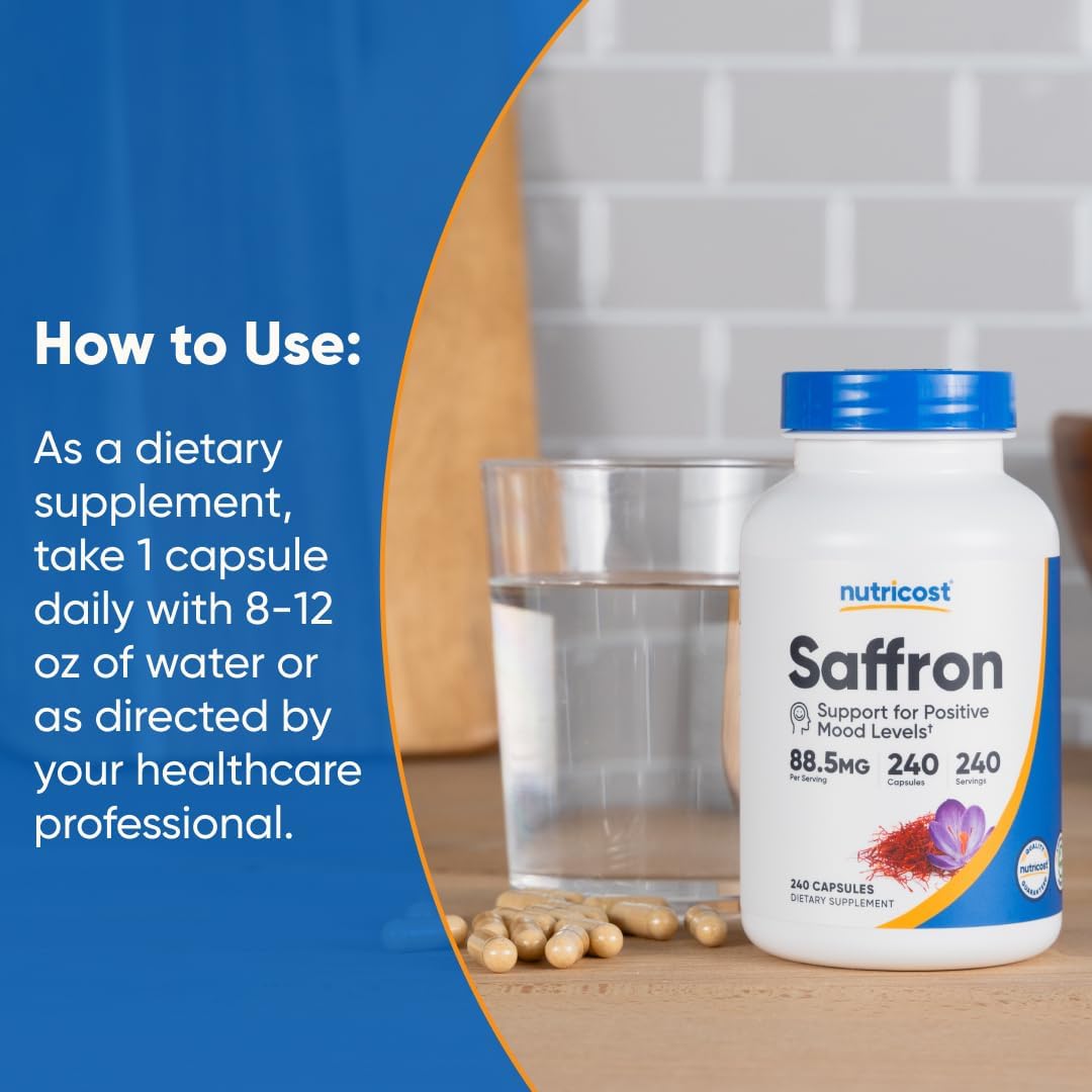 Nutricost Saffron Extract 88.5mg, 240 Veggie Capsules, Non-GMO, Gluten Free