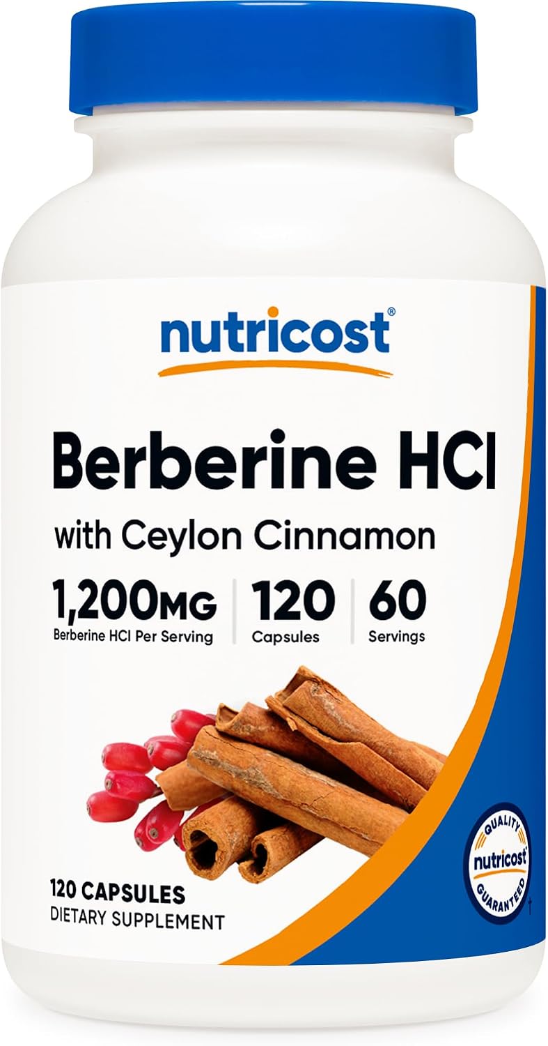 Nutricost Berberine HCl with Ceylon Cinnamon Capsules 120 Count