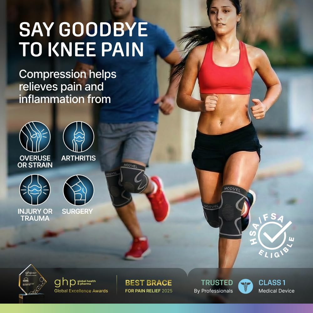 Modvel 2 Pack Knee Brace for Women and Men - Knee Support
