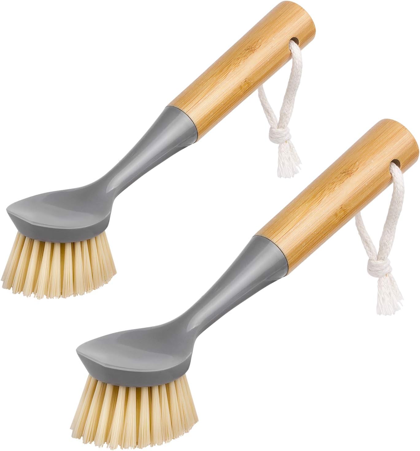 MR.SIGA Bamboo Palm Brush, Dish Scrub Brush, Bamboo Dish Brush, Pack of 2 | Scrub brush for dishes, pans, pots, kitchen sink cleaning, palm scrubber, palm scrub brush, dish scrubber