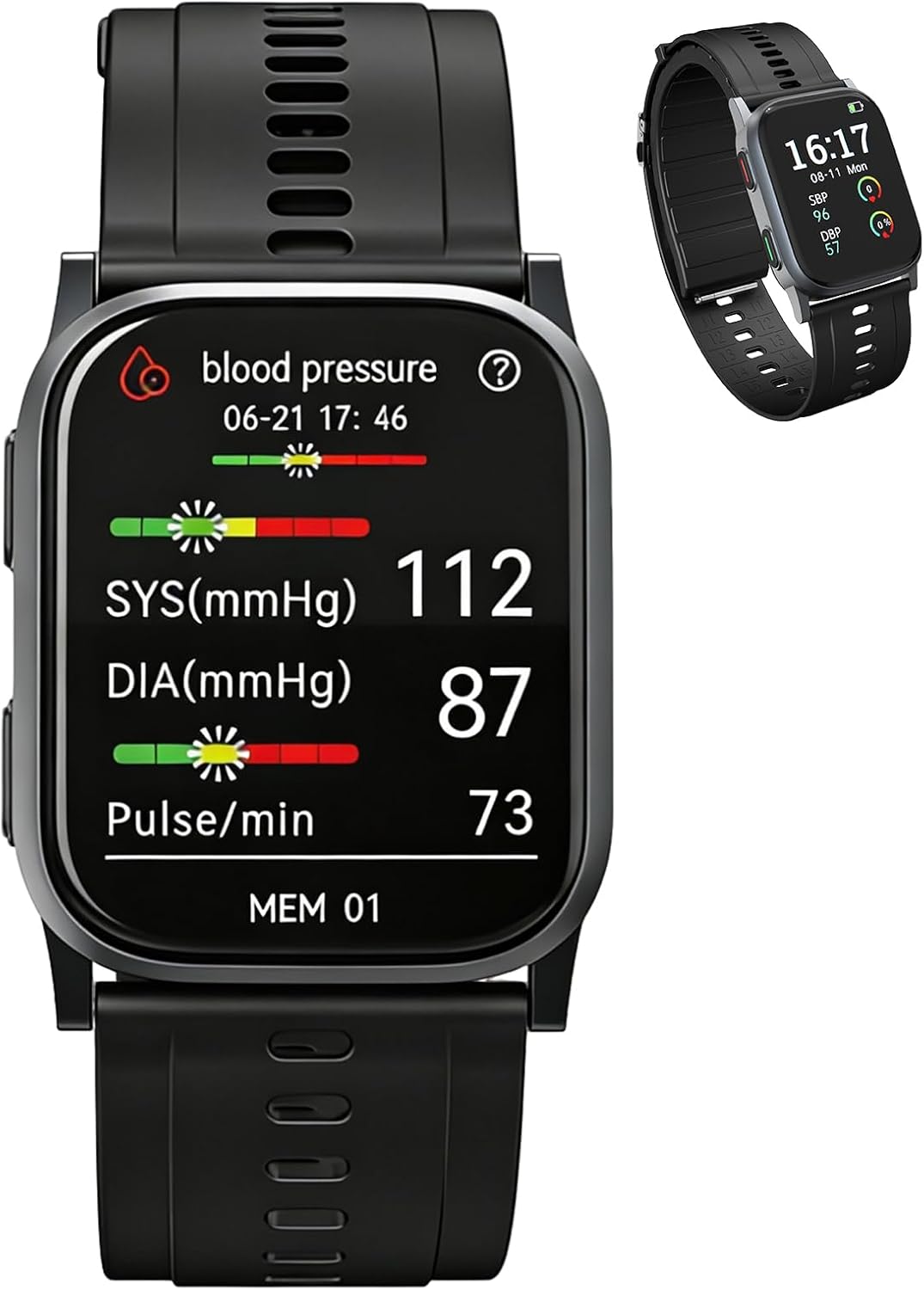 Blood Pressure Monitor Watch with FDA 510(k) Clearance and Heart Rate Monitoring in Gunmetal