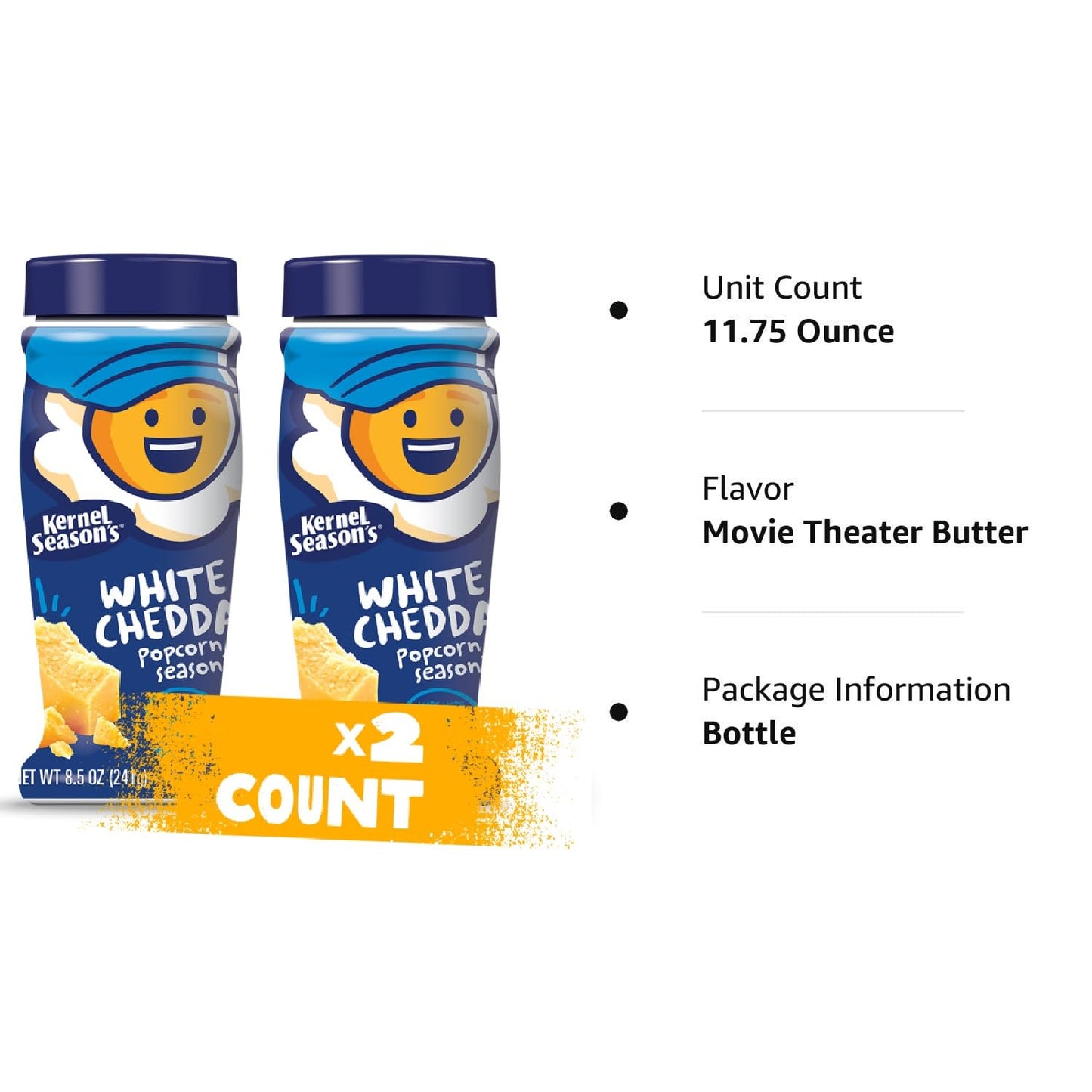 Kernel Season's White Cheddar Popcorn Seasoning, 8.5 Ounce, Pack of 2