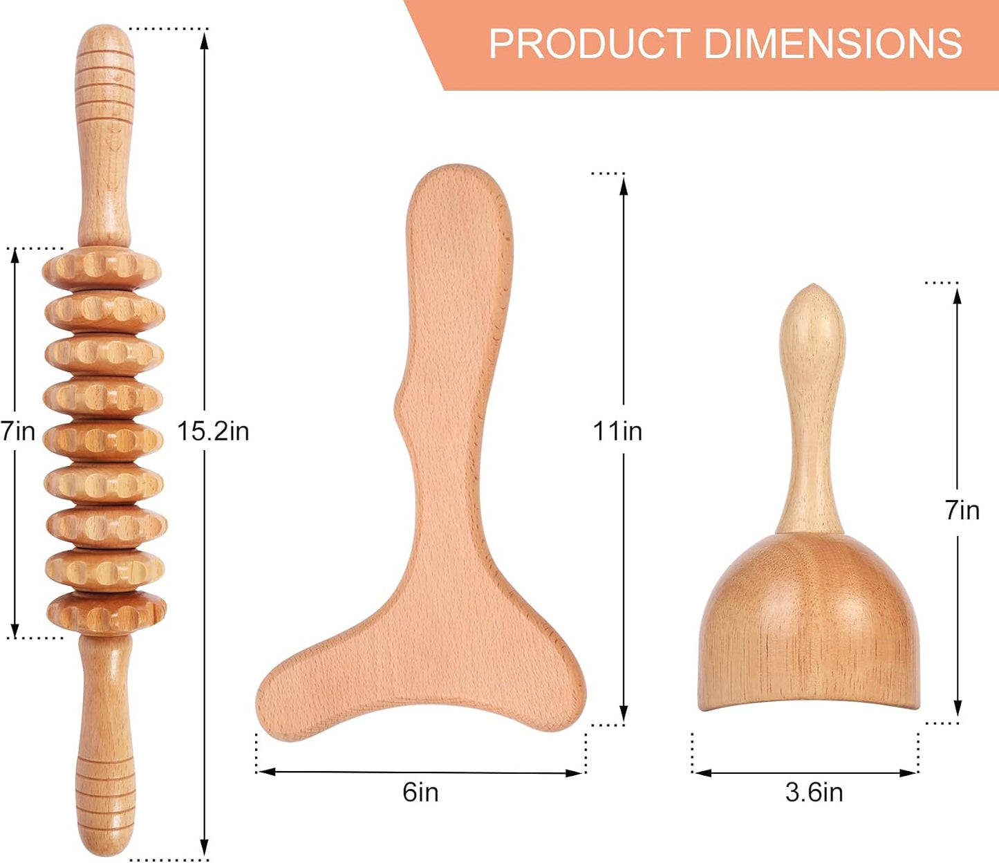 Komogir 3-in-1 Wood Therapy Massage Tools for Lymphatic Drainage and Body Sculpting