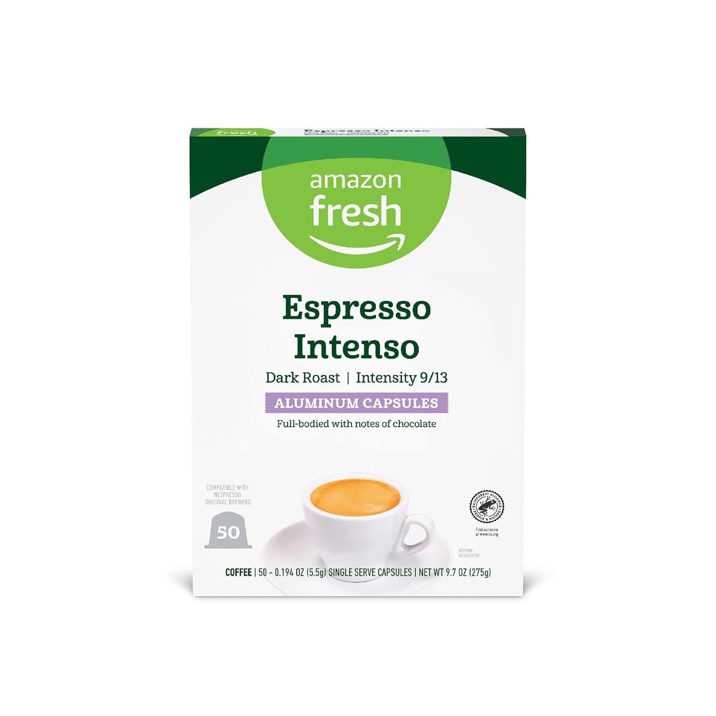 Amazon Fresh Espresso Dark Roast Aluminum Capsules for Nespresso Original Brewers