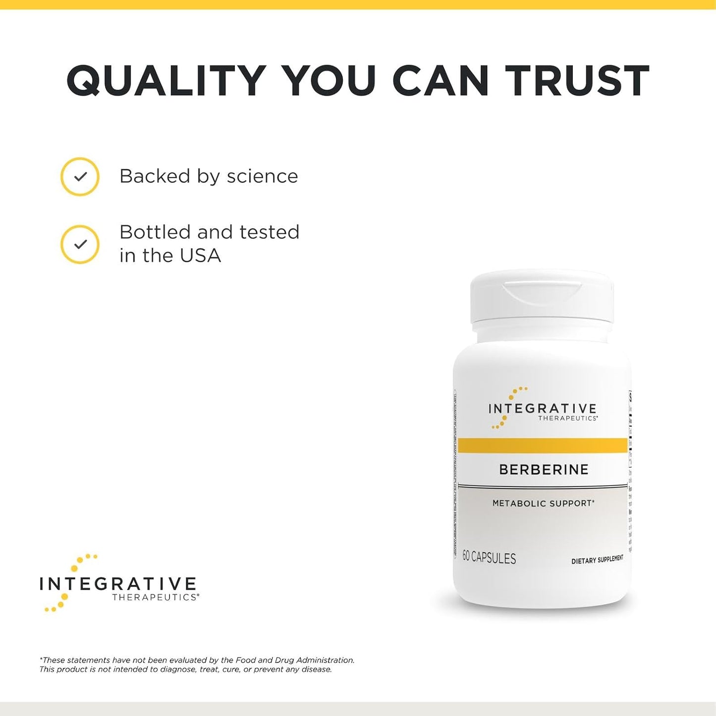 Integrative Therapeutics Berberine - Supports Metabolic Health & Cellular Energy Metabolism - Practitioner-Trusted Quality - Dairy-Free & Gluten-Free - 60 Capsules (60 Servings)
