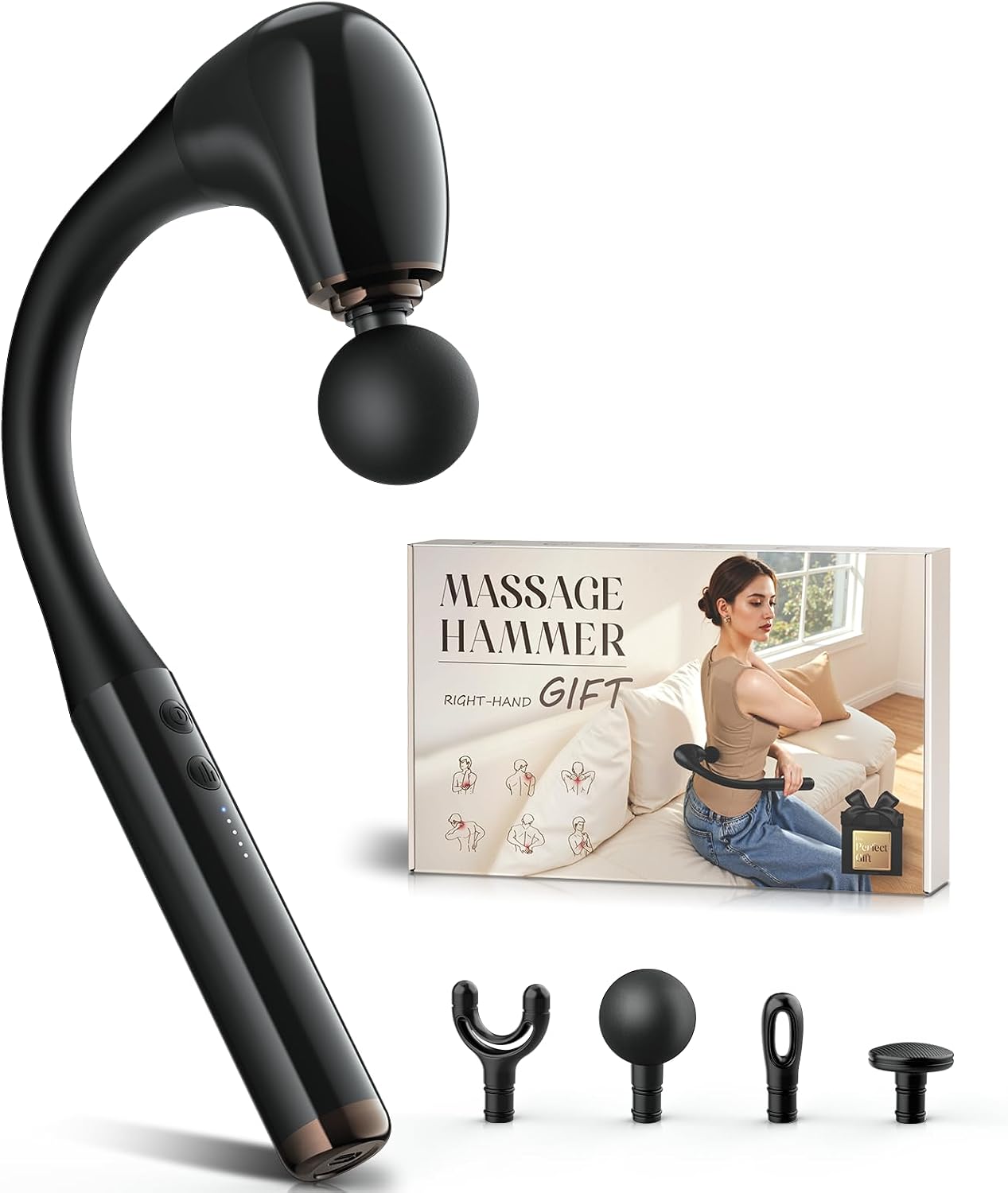 FVZ Massage Gun with Upgraded Extension Handle, 10MM Deep Tissue Massager for Pain Relief