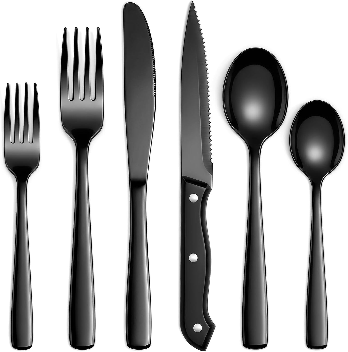 HIWARE 48-Piece Silverware Set with Steak Knives for 8, 18/8 Stainless Steel Flatware Cutlery Set For Home Kitchen Restaurant Hotel, Kitchen Utensils Set, Mirror Polished, Dishwasher Safe