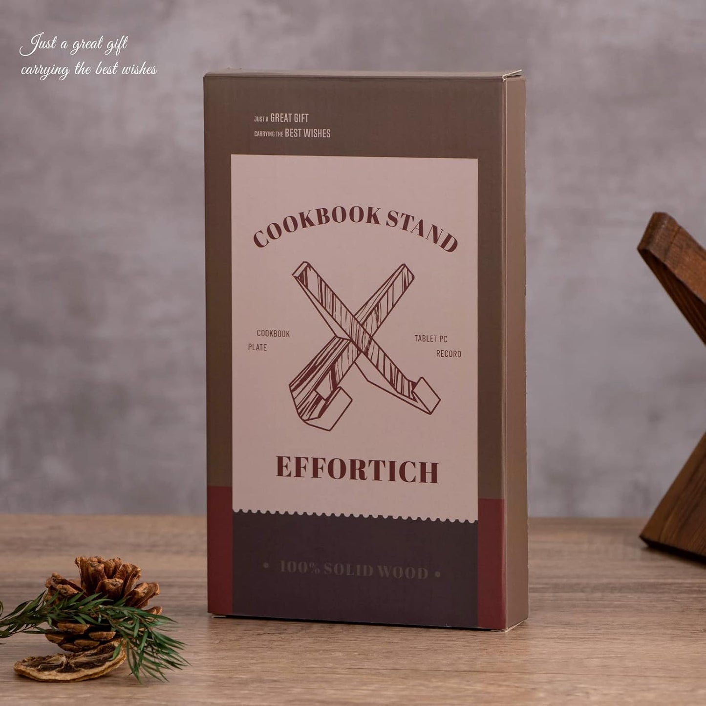 Cookbook Stand, Wooden Recipe Book Holder | Cook Book Stand for Kitchen Counter, Multifunctional Display Stand, Kitchen Counter Decor