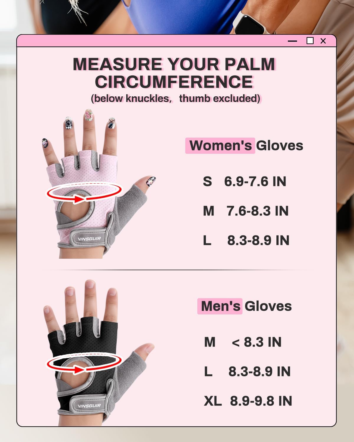 VINSGUIR Workout Gloves for Women & Men, Breathable, Grip Pads