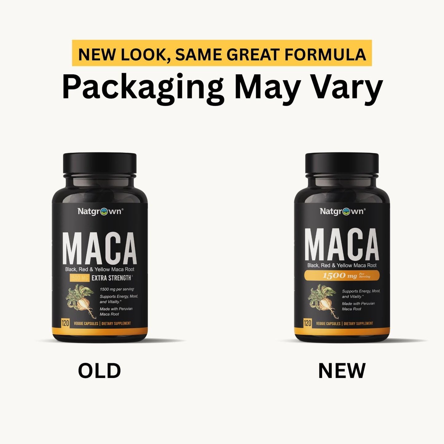 Natgrown Organic Maca Root Powder Capsules 1500mg Non-GMO Gluten-Free Vegan