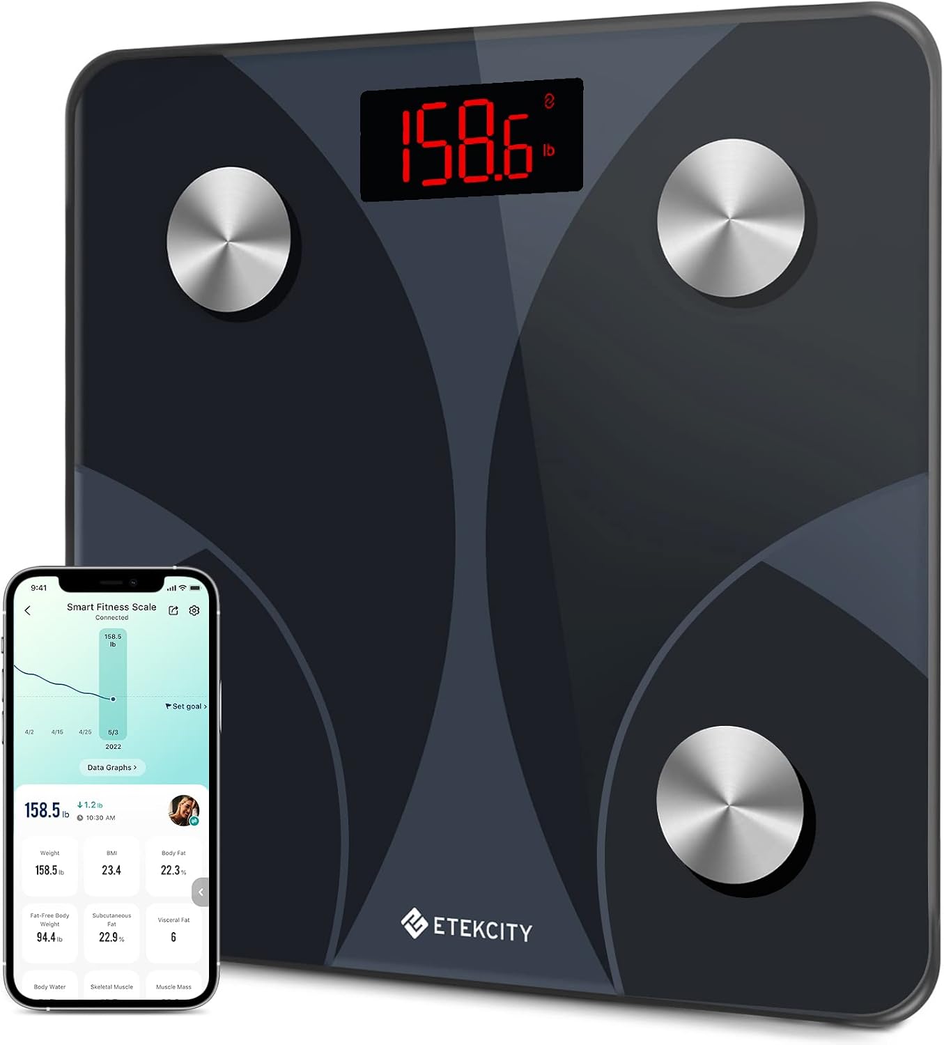 Etekcity Smart Scale with BMI, Body Fat, and 13 Metrics