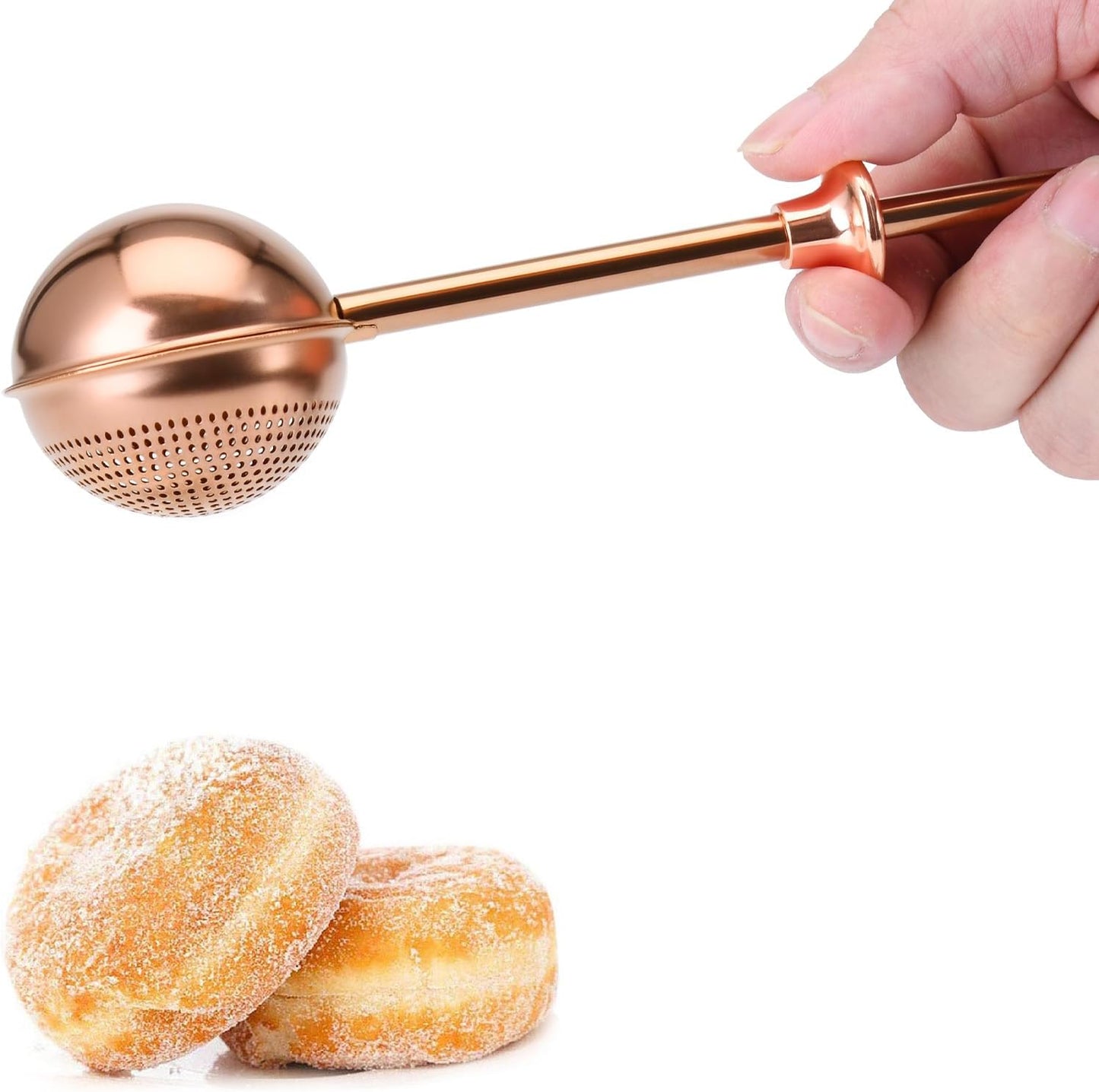 HULISEN Flour Duster, 304 Stainless Steel Flour Sifter for Baking | Spring-Press Handle, Dishwasher Safe, For Flour, Powdered Sugar, Fine Spices, Pick Up and Dust Flour Sifter, Gift Package