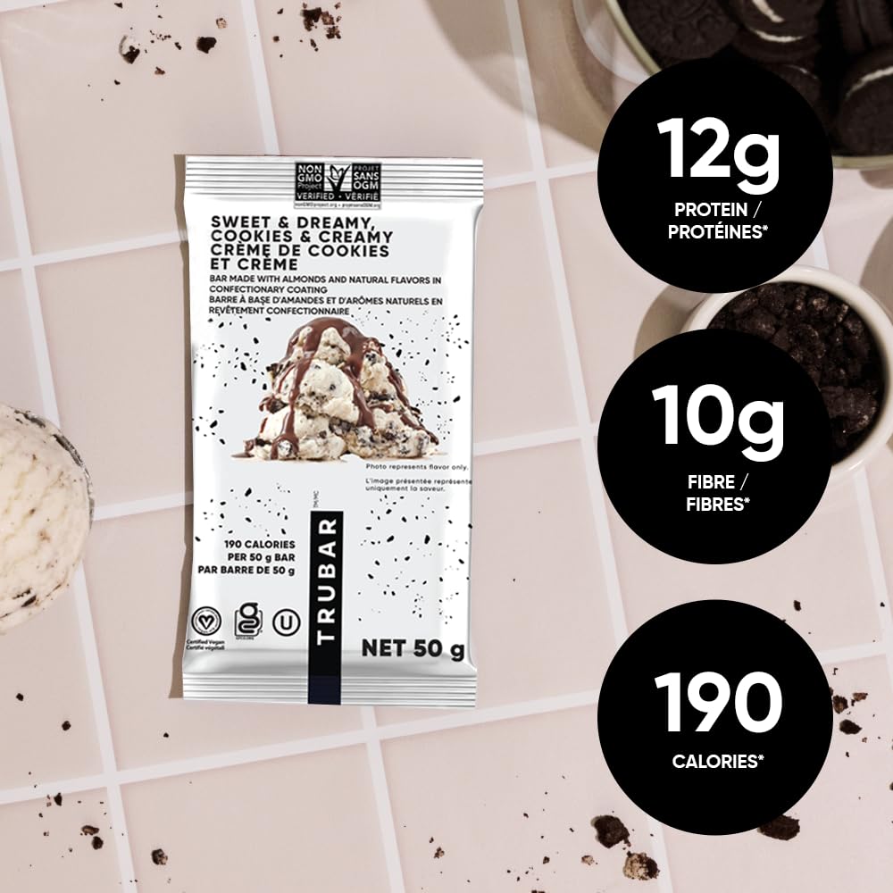 Vegan protein bar with cocoa, coconut, and cookies and creamy flavor, 16 count