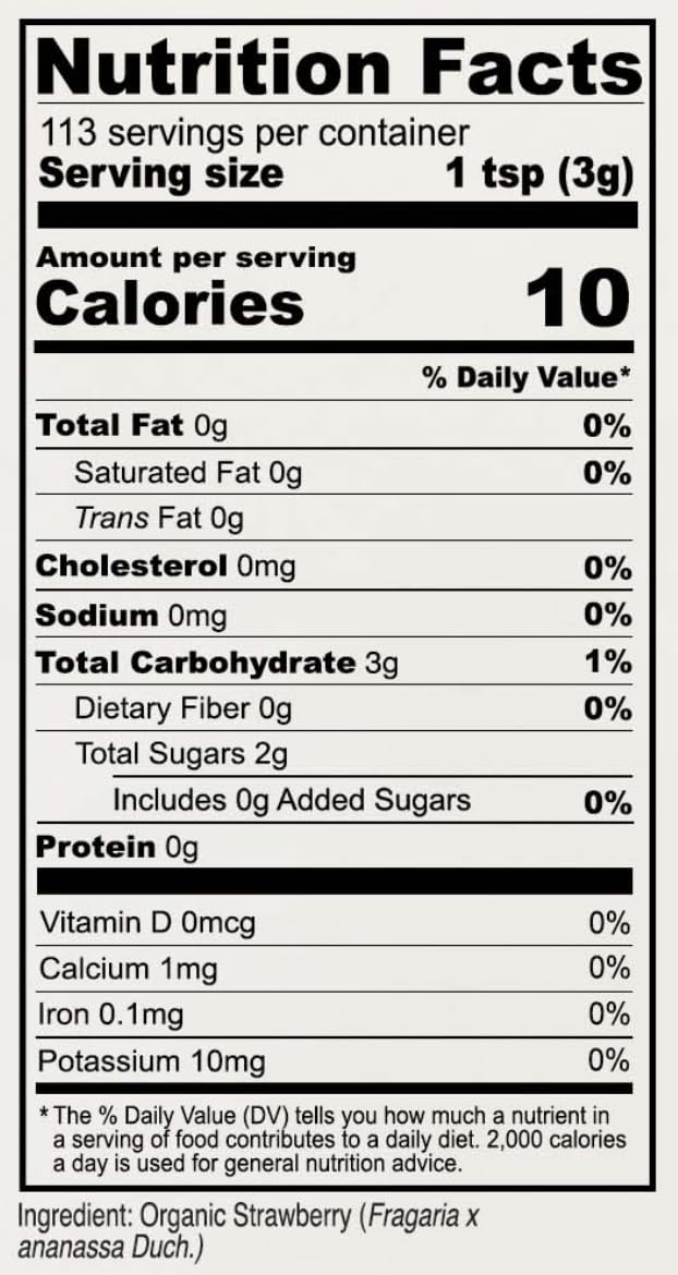 Anthony's Organic Strawberry Powder, 12 oz, Freeze Dried, Gluten Free, Non GMO