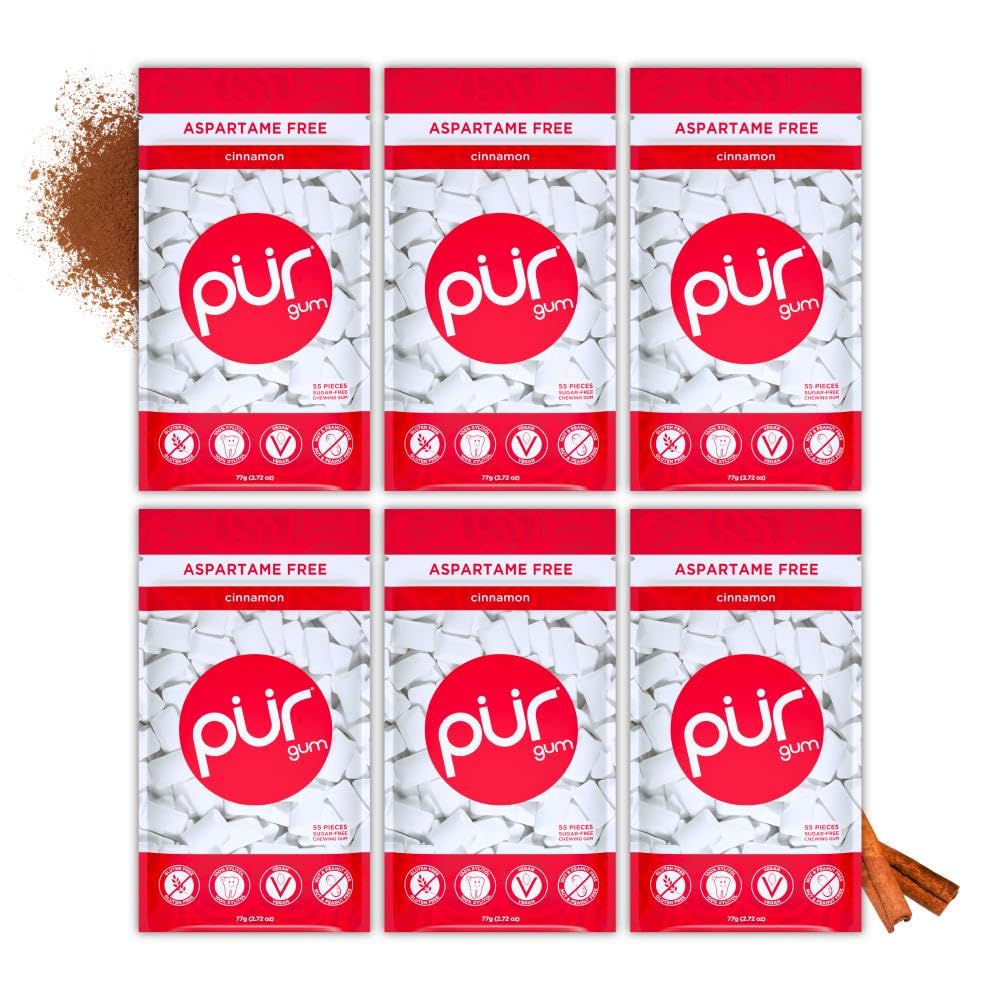 PUR Gum | Aspartame Free Chewing Gum | 100% Xylitol | Natural Chocolate Mint Flavored Gum, 55 Pieces (Pack of 3)