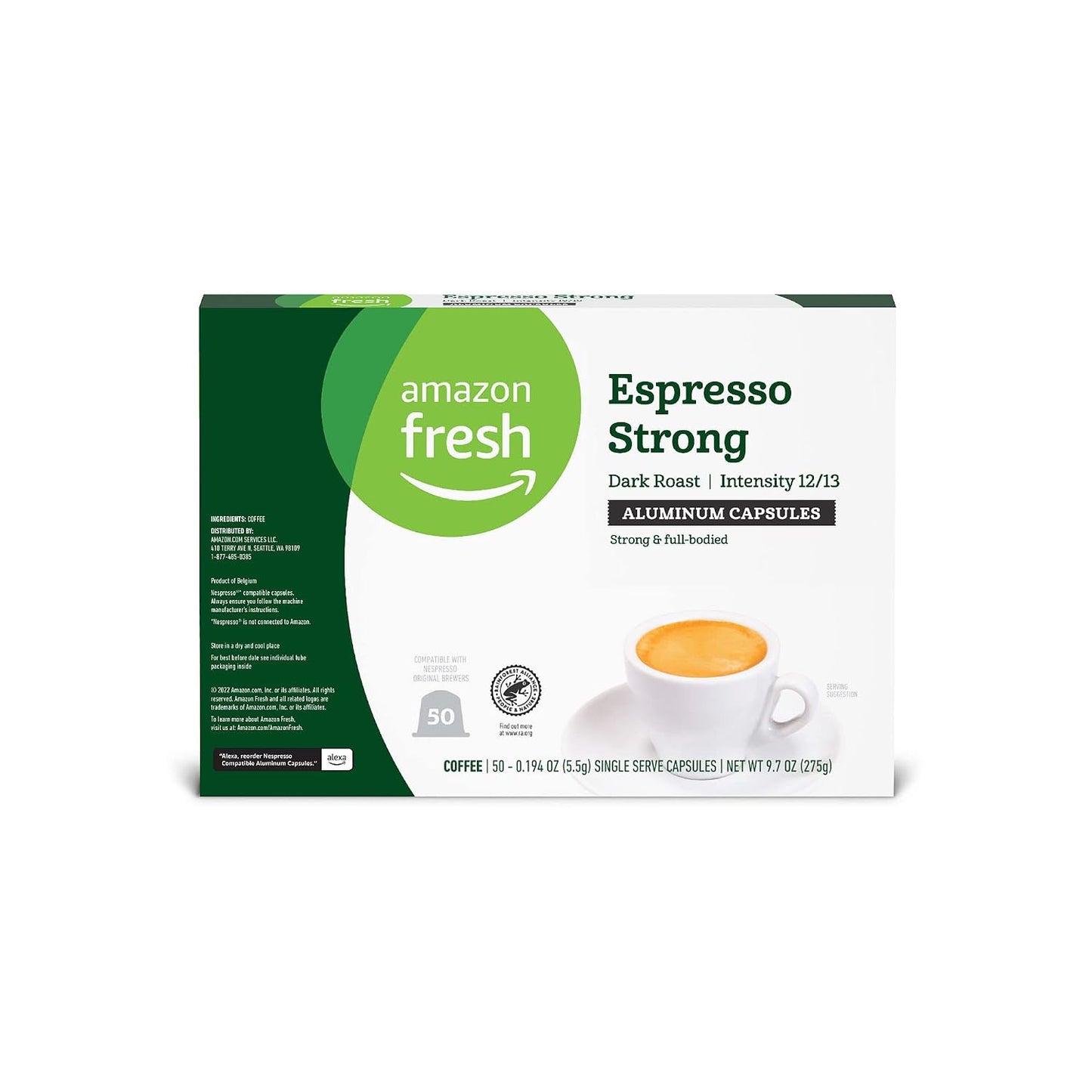 Amazon Fresh Espresso Dark Roast Aluminum Capsules for Nespresso Original Brewers