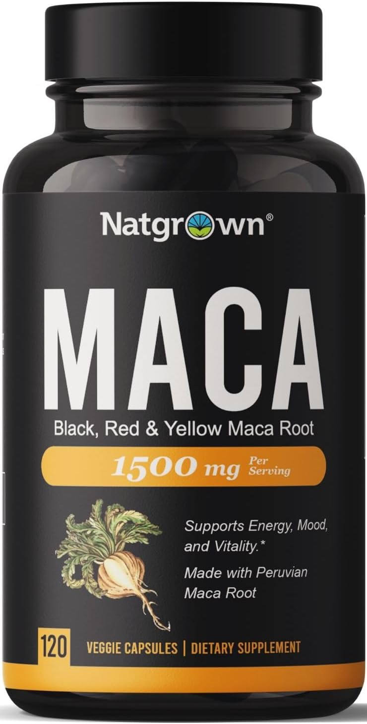 Natgrown Organic Maca Root Powder Capsules 1500mg Non-GMO Gluten-Free Vegan