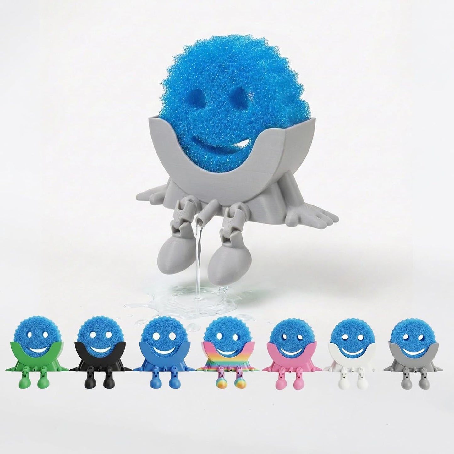 Creative Drainage Sponge Holder: Traceless Glue, 3D Printed Funny Kitchen Sink Holder, Keeps Sponge Dry – for Scrub Daddy (1, Black)