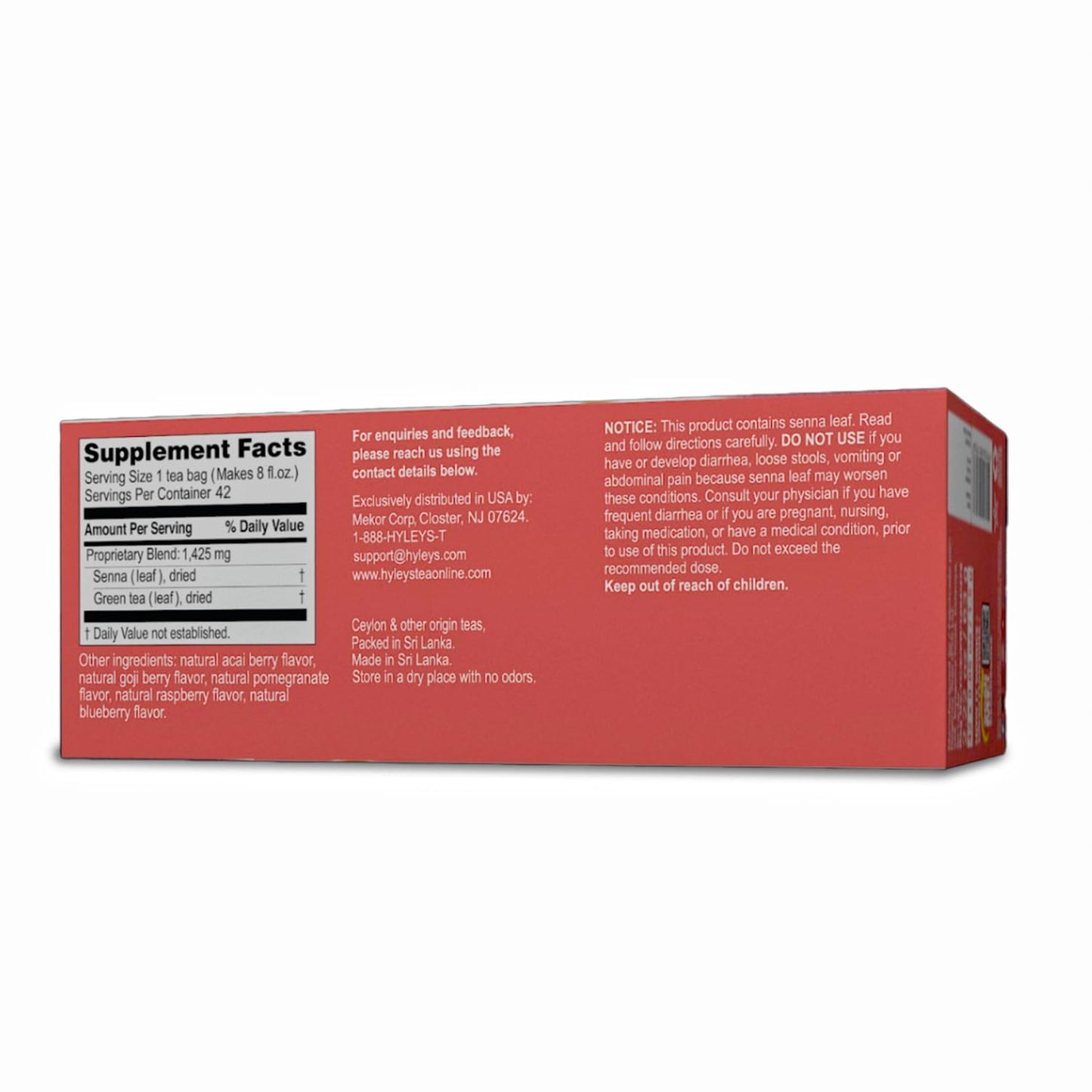 Hyleys Slim Tea 42 Ct Assorted Herbal Supplement Tea Bags