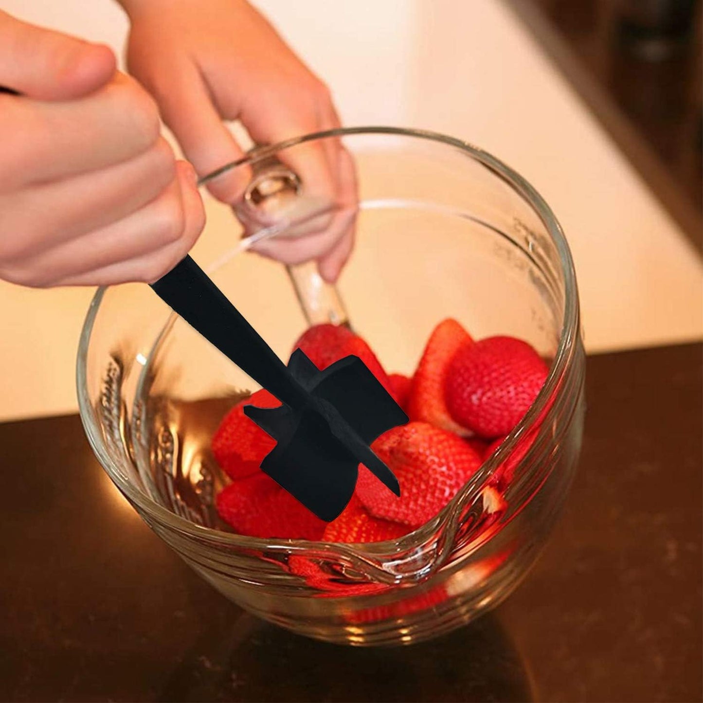 Meat Chopper Ground Beef Masher Tool for Hamburger | 5 Curve Blades Heat Resistant Meat Masher Tool, Turkey and More, Nylon Hamburger Chopper Utensil Non-scratch Utensils-Black