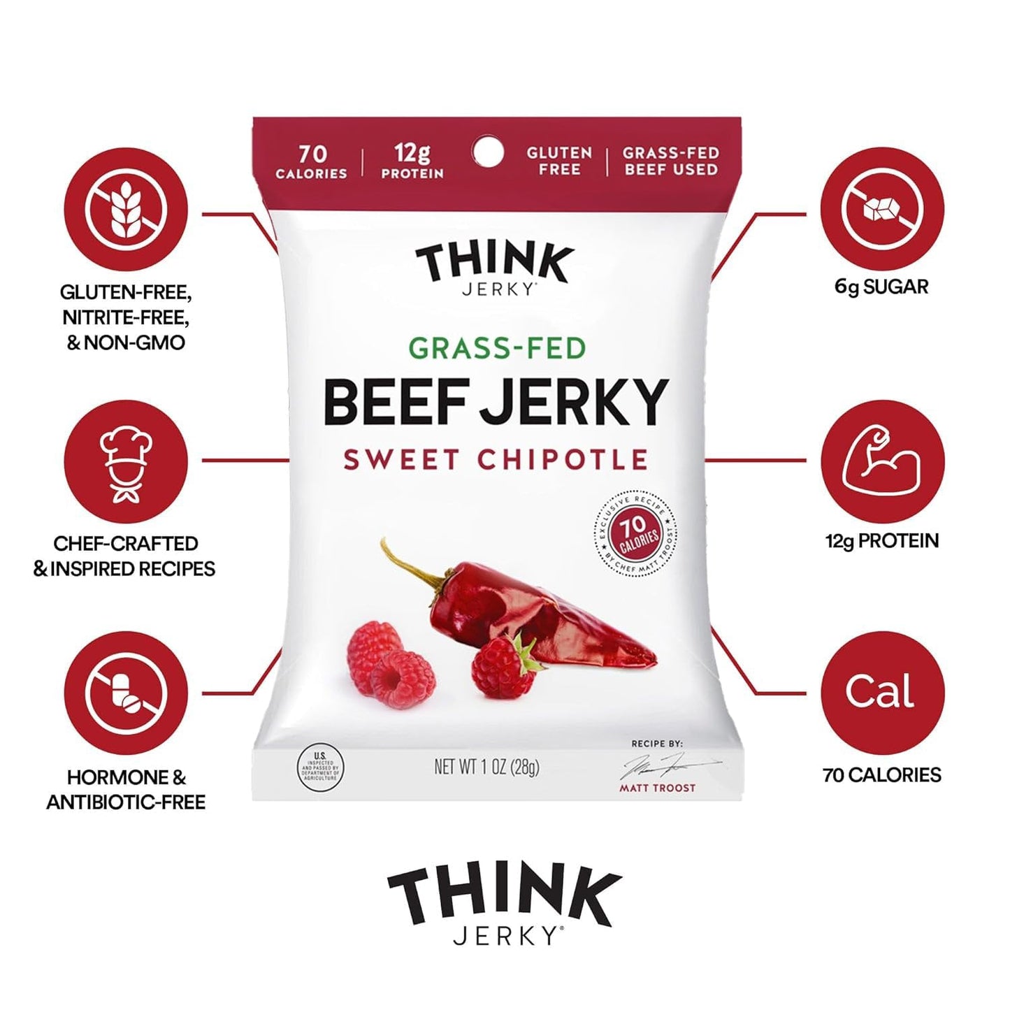 Beef and Turkey Jerky Variety Pack, 8 Pack, 1.0 oz Bags, 2 of Each