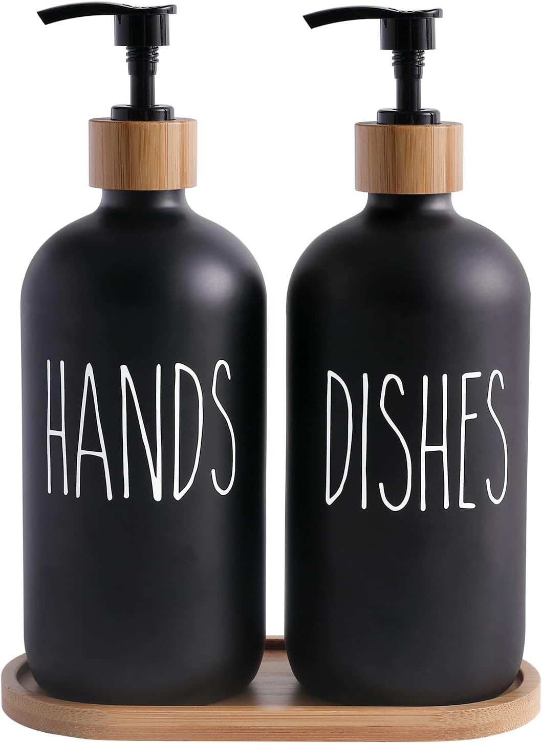 MOMEEMO Soap Dispenser Set, Black & White | Contains Hand and Dish Soap Dispenser, Suitable for Kitchen Decor