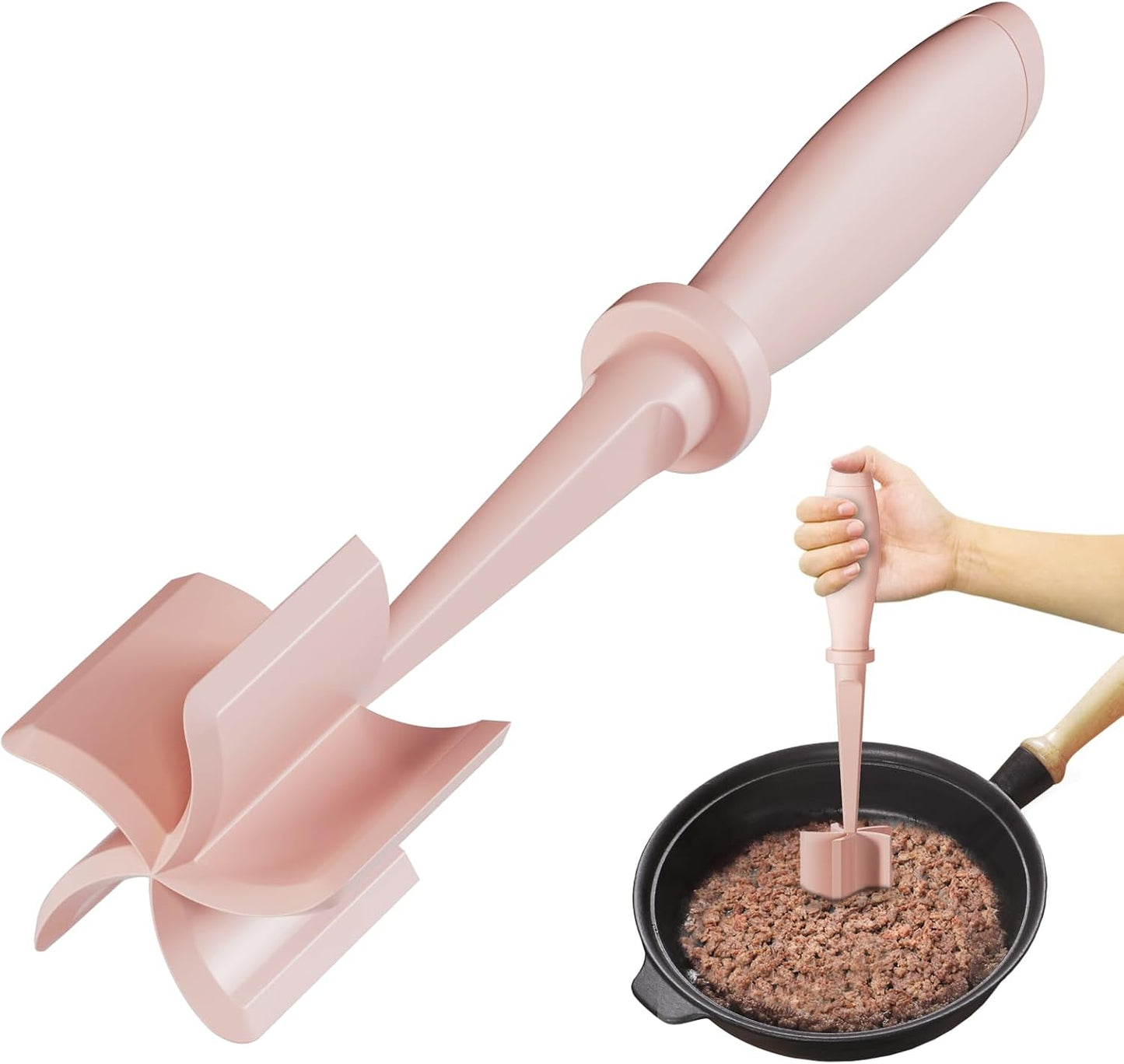 Upgrade Meat Chopper Hamburger Masher Ground Beef Smasher Utensil Mix Tool | Premium Heat Resistant Meat Masher, Nylon Potato Mashers Beef Smasher, Dishwasher Safe Non Stick Mix & Chop Tool Gift-Black