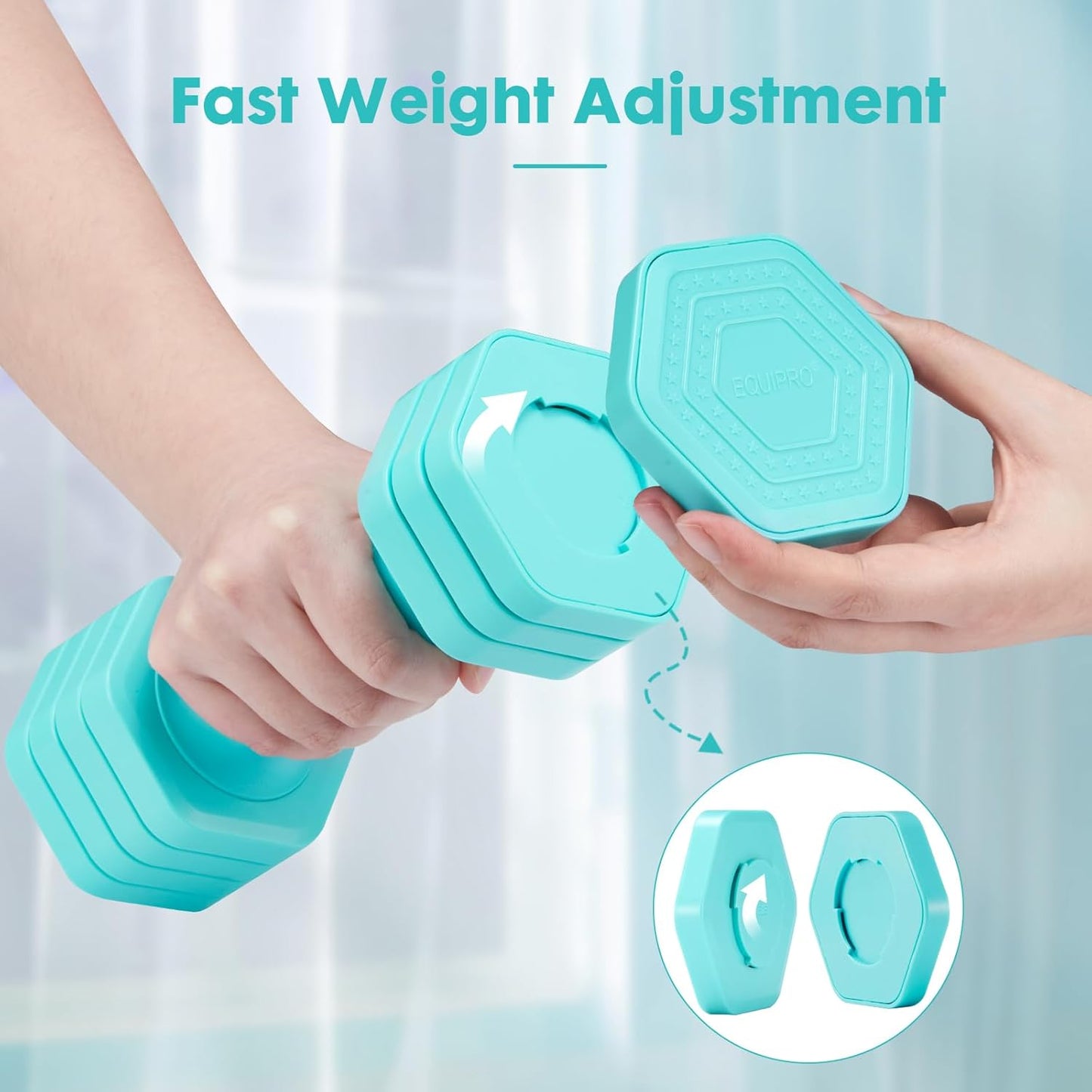 EQUIPRO Adjustable Dumbbell Set for Women, 2lb-5lb Free Weights with Soft Rubber Handle